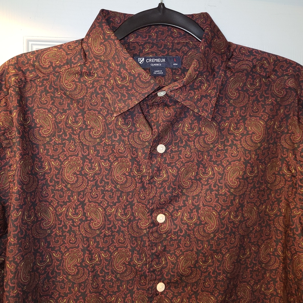 Men's Paisley Button-Down Shirt in Purple Size L